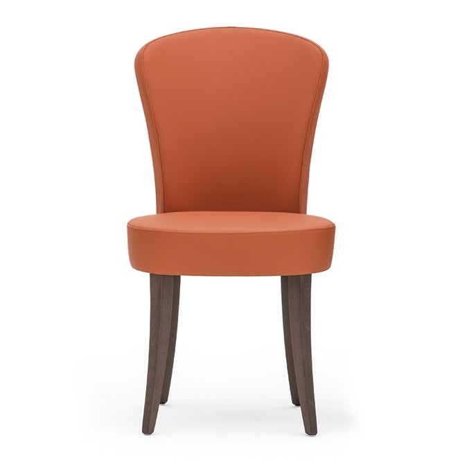 Euforia 00111, Modern chair in solid wood, upholstered seat and back