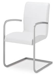 Flexa PT, Upholstered chair with metal frame, armrests and cantilever base