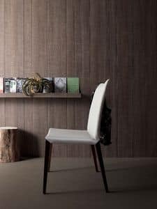 Flora, Modern chair in walnut and leather, various finishes, for kitchen