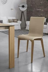 GLAMOUR WOOD SE135, Chair in solid wood, upholstered seat and back, in modern style