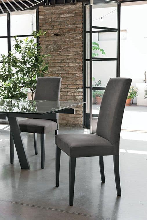 LUGANO SE504, Chair with wooden base, padded seat and back, fabric covering, in a modern style