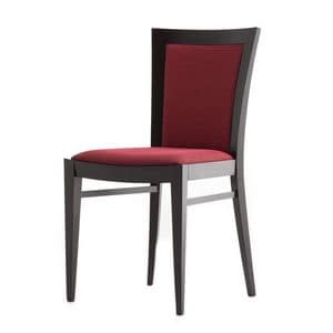Miro 00511, Chair in solid wood, upholstered seat and back, fabric covering, for contract use