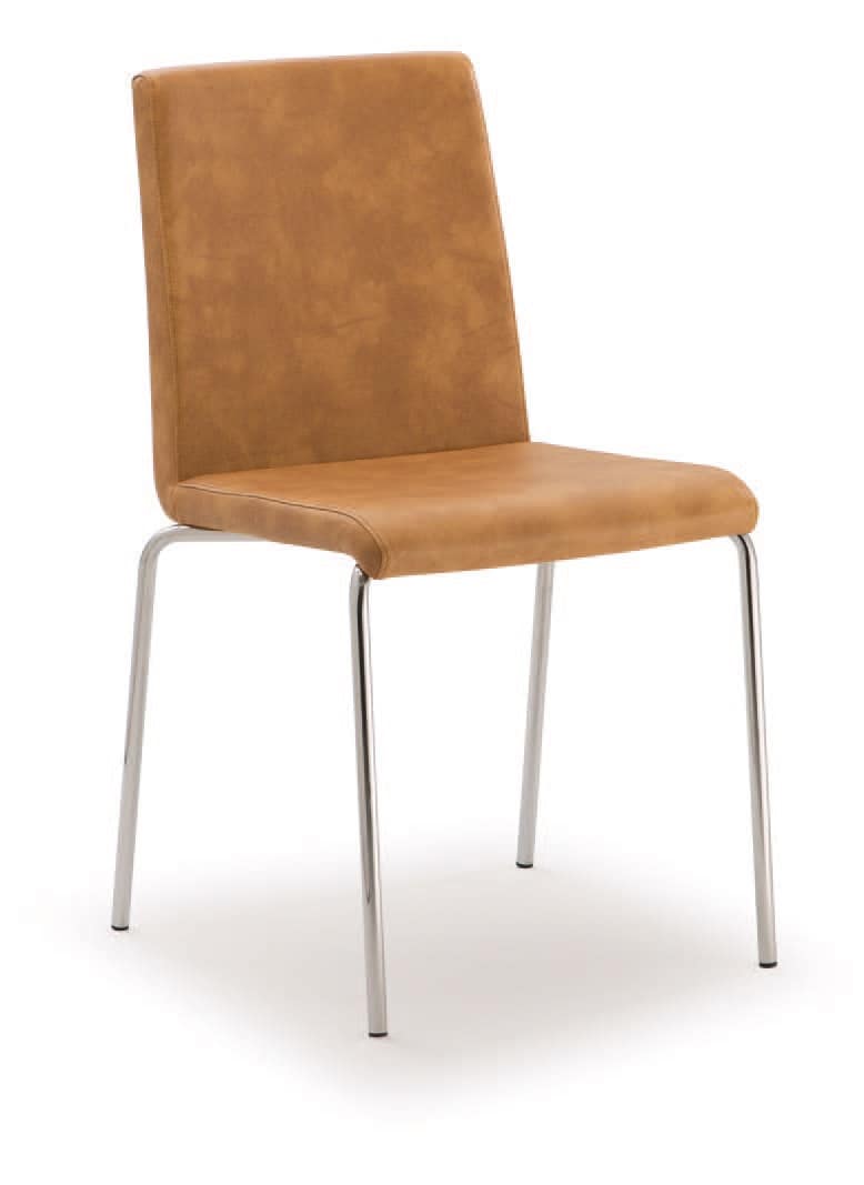 PL 510, Chair in chromed metal, covered in faux leather