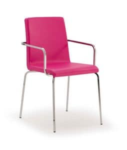 PL 511, Upholstered metal chair with arms, for restaurants