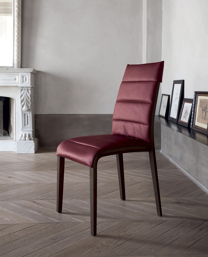 PORTOFINO, Wooden structure chair covered in leather