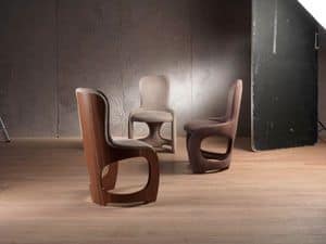 SE49 Venere chair, Soft chair with backrest in veneered canaletto walnut