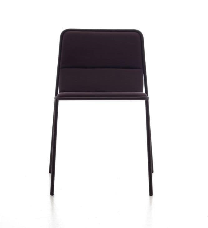 Tres, Modern metal chair with upholstered seat, light