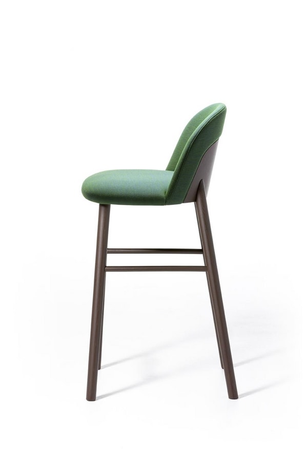 Doc ST, Upholstered stool with varnished ash wood structure