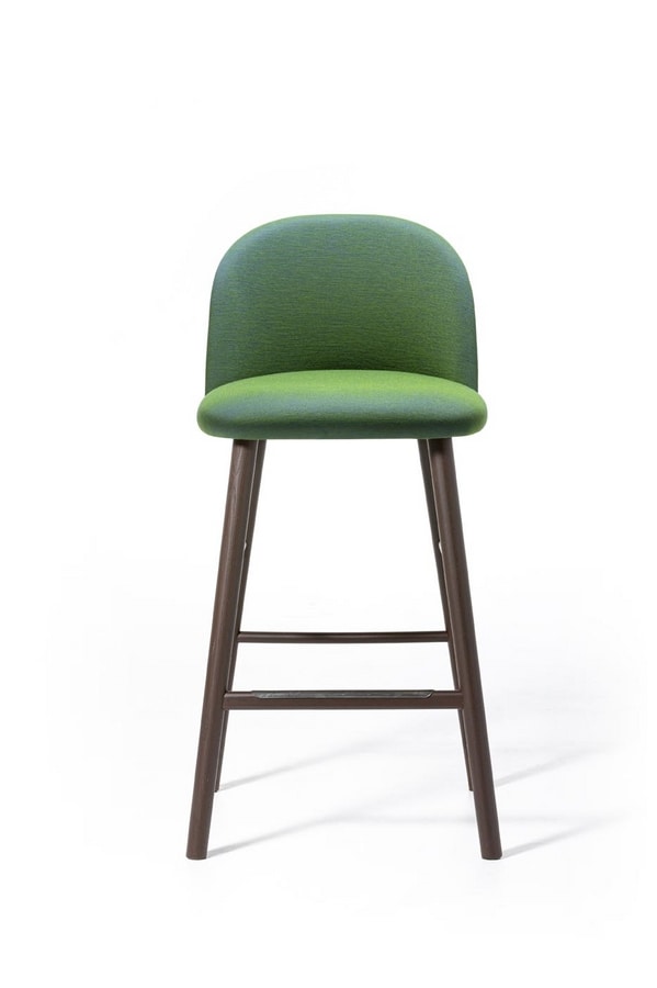 Doc ST, Upholstered stool with varnished ash wood structure