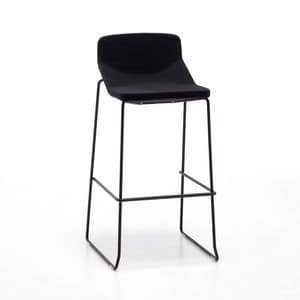 Formula80 stool h75 h65 fabric, Metal stool, with simple design, padded seat