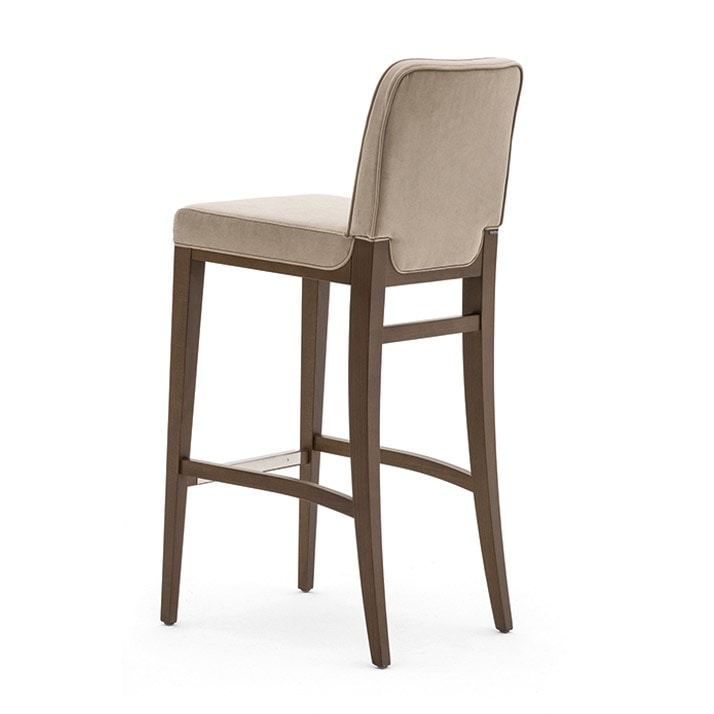 Opera 02281, Wooden stool with chromed footrest