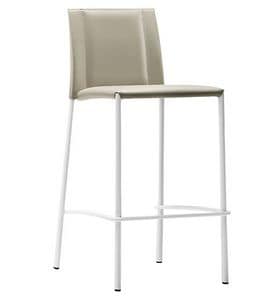 Silvy CU H65, Stool upholstered in leather, fixed height