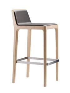 Tiptap barstool, Padded barstool in wood with rounded corners