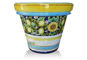 Lemon-Pot Limoni e Girasoli, Hand decorated terracotta vase