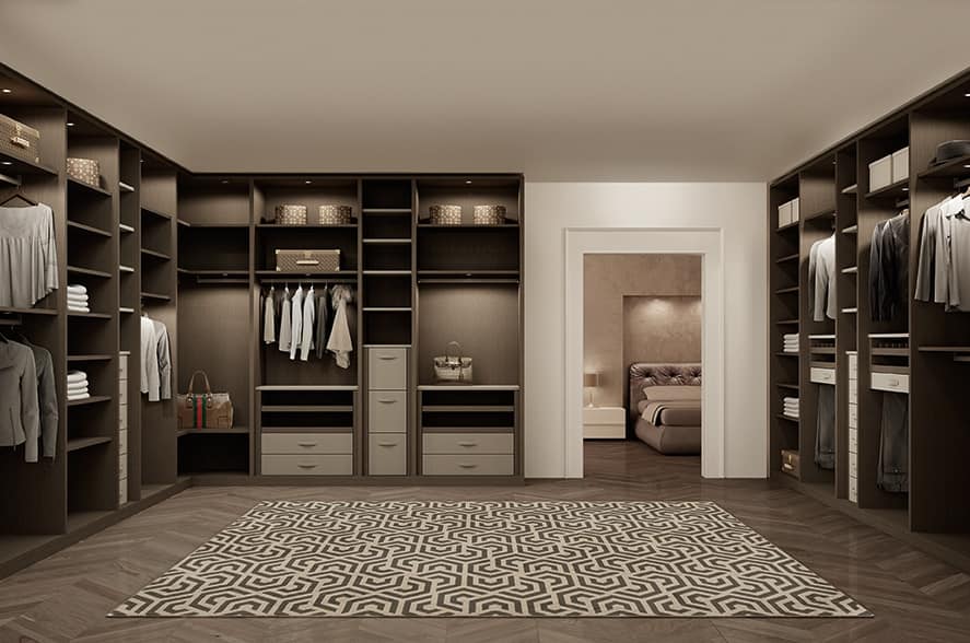 ATLANTE walk-in wardrobe comp.08, Bedroom cabinets in oak, space optimization