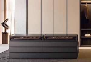 Delo island, Modular chest of drawers for walk-in wardrobe