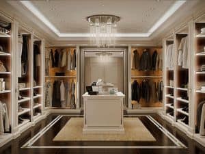 Montecarlo walk-in closet, Stylish walk-in closet, in white lacquered wood