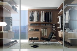 Nicchia - Walk-in closet melamine walnut canaletto, Walk-in closet with adjustable shelves and drawers