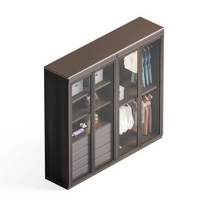 System 16, Modular wardrobe per bedroom with glass doors