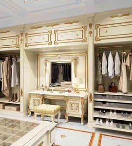 Vanity, Furniture for wardrobe white coloured with gold decorations