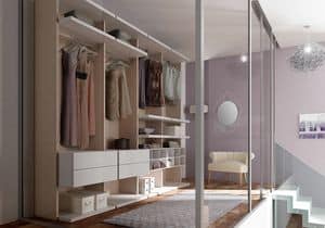 Walk-in closet AK 11, Walk-in closet with shelves and honeycomb elements