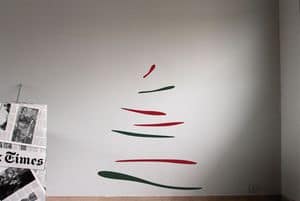 CHRISTMAS TREE 3 Green-Red, Wall sticker with christmas tree