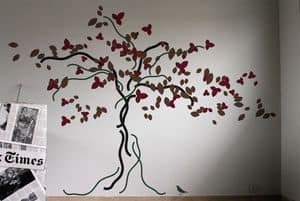 CONCEPT TREE Black-Brown-Grey-Red, Wall sticker with christmas tree, furnishing