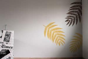 FERN LEAVES SMALL Brown-Yellow, Wall sticker with fern leaves