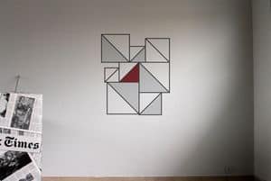 TRIANGLE SQUARE Grey-L.Grey-Red, Wall sticker with geometric composition