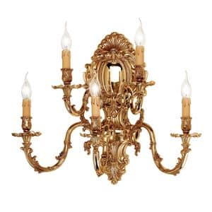 Art. 093/A5, Gold wall lamp, with floral decorations and 5 lights