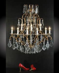 Art. 3851/A9 CR, Sumptuous wall lamp with crystal decorations