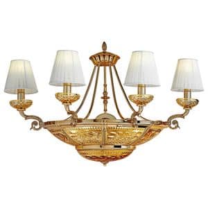 Art. 3999/A4+4, Wall lamp in pure gold, with lampshades, in classic style