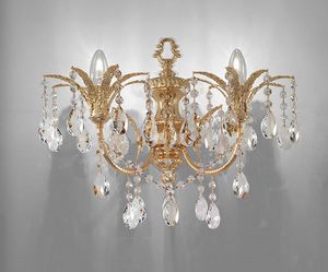 Art. 709/A2, 2-light wall lamp, gold finish, with crystals