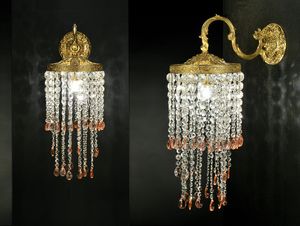 Art. Shower, Brass and crystal wall lamp