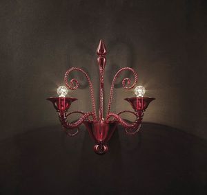 Art. VO 125/A/2, Wall lamp in red Murano glass