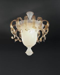 Art. VO 27/S/6, Glass and crystal ceiling lamp
