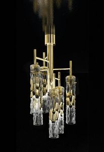 Bamboo 423/6PF, Ceiling lamp with Murano glass tubes