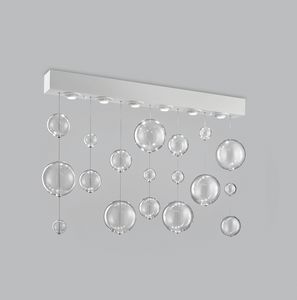 BOLERO H 70, Rectangular ceiling lamp with blown glass spheres