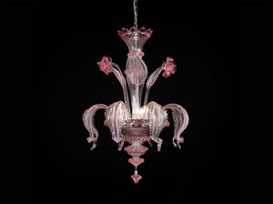 CA PESARO, Ceiling lamp in crystal glass decorated with pink flowers