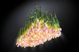 Flower Power Tulip, Chandelier with flowers and glass cylinders