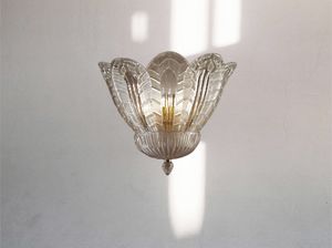 MANDARINO AP, Wall lamp with leaves in crystal grit glass