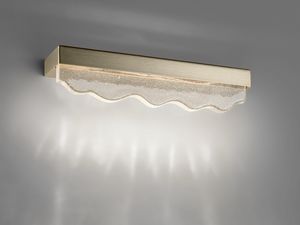Marea 677/AG, Wall lamp with wavy diffuser in pulegoso Murano glass
