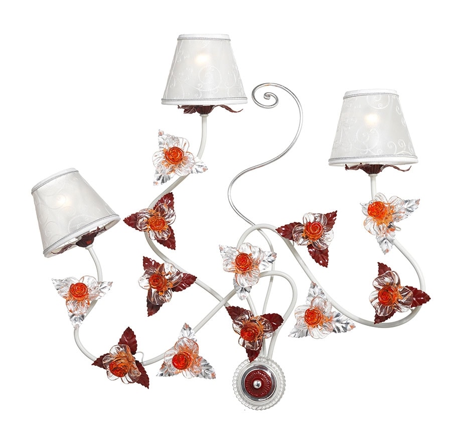 Rose AP/3, Wall lamp with Murano glass decorations