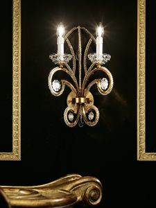 Sharon WB-02 PG, Wall lamp with pearls and flowers in Bohemian crystal
