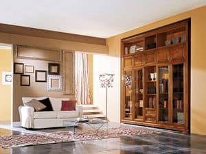 Art.110/L, Wooden cabinet with glass doors for living rooms