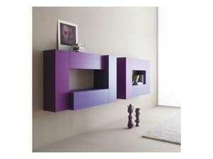 Box - Volumi 02, Modular furniture for the living room, wall mounting