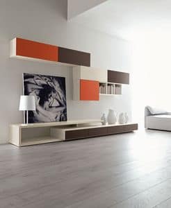 Citylife 43, Modern composition for living room, with wall units