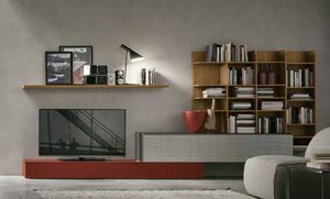 Comp.e A114, Living room furniture with wooden bookcase