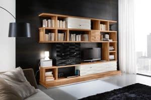 Diamante Art. D21, Modular furniture lacquered, with bookshelves and cabinets