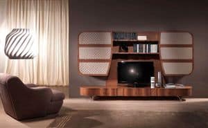 LB28a Mistral Wall, Multifunctional mobile in wood, for modern living rooms
